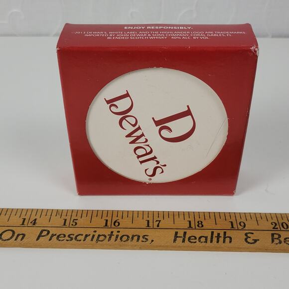 Set of 4 Dewar's Scotch Absorbent Stoneware Cork Back Coasters Made in USA NEW - Picture 8 of 11